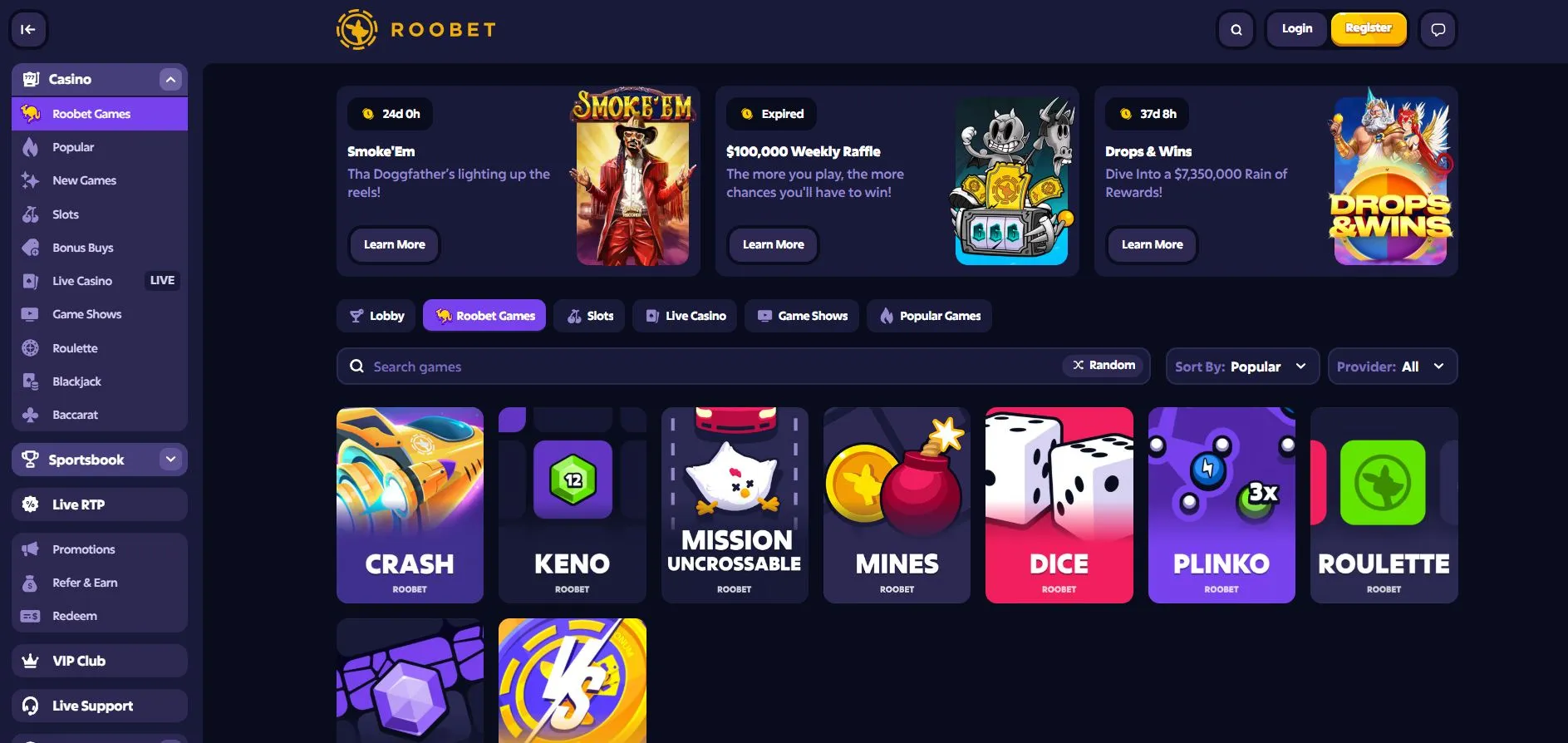 Opprette konto p&aring; Roobet